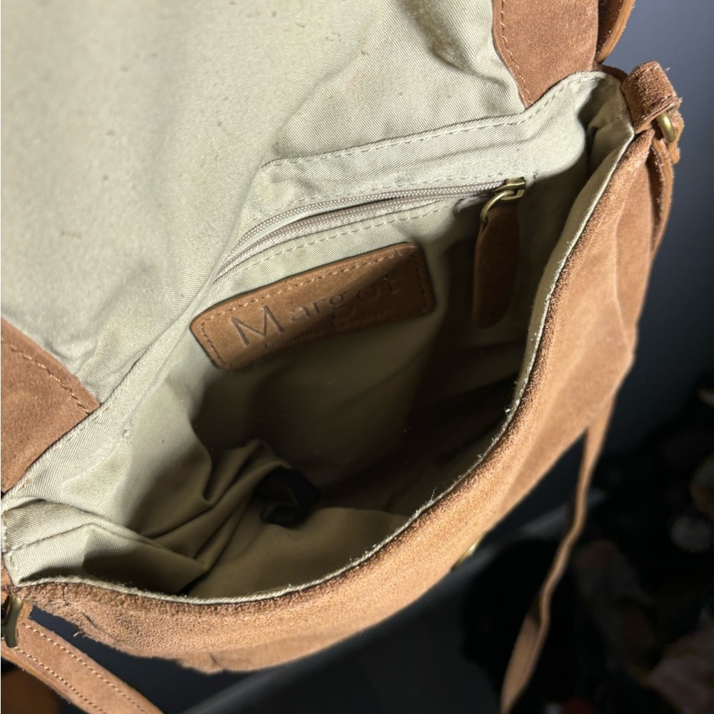 Margot New York Brown Suede Crossbody Bag - Picture 6 of 7